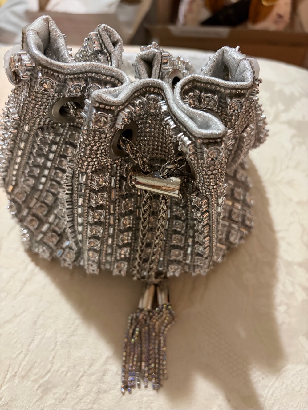 Silver Crystal Embellished Women's Handbag - Picture 2 of 4